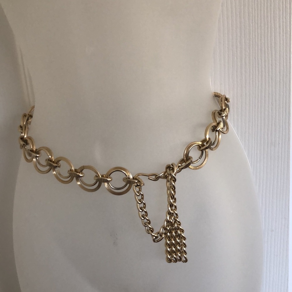 Gold Tone Textured Linked Statement Belt